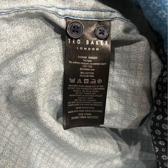 [3/M]Ted Baker Teal Patterned Stretch Shirt - Picture 5 of 6